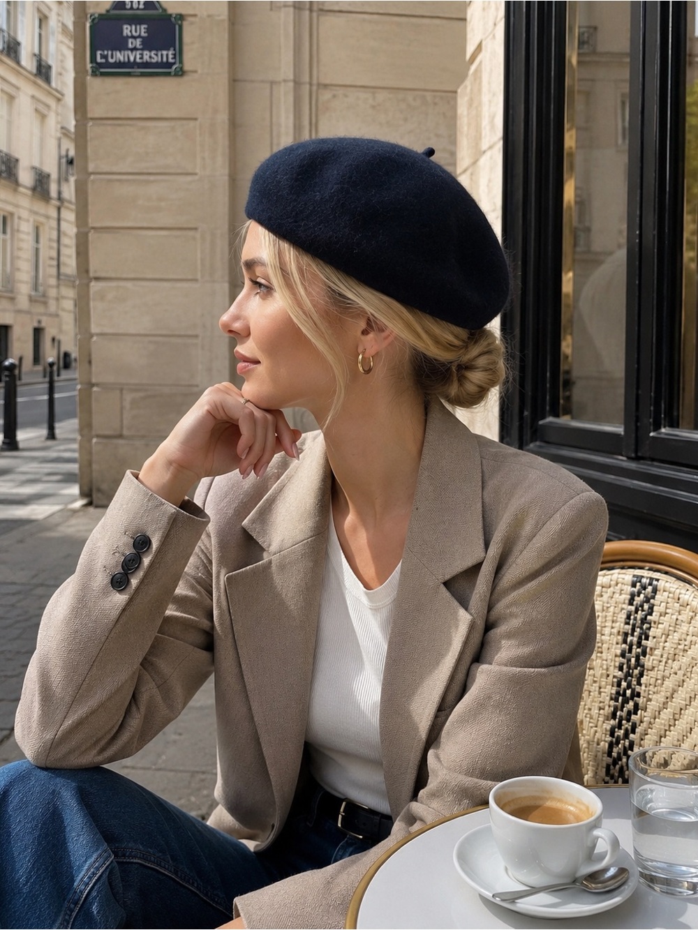 Classic Black Wool Beret